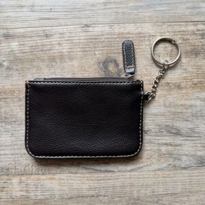 Croft & Barrow Black Leather Wallet Compact Zip Closure Vintage Minimalist
